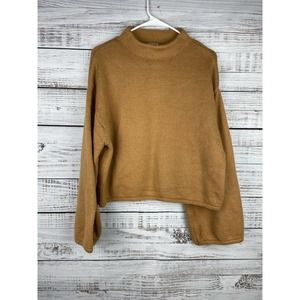 Anne Klein Mock Neck Tan Sweater Wool Blend Medium Boxy